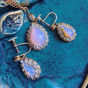 Vintage Vargas Faux Opal necklace & earring set